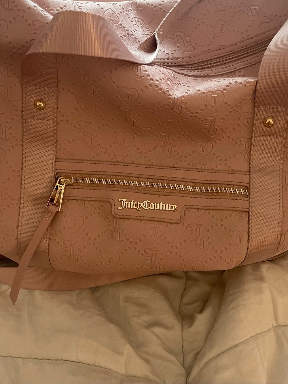Juicy Couture Blush Pink Embossed Tote with Gold Hardware